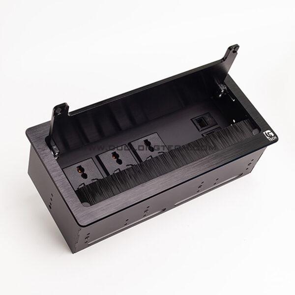 Hộp điện âm bàn 3 Power, 2 Lan hợp kim cao cấp DL L0216 1 duc long tech