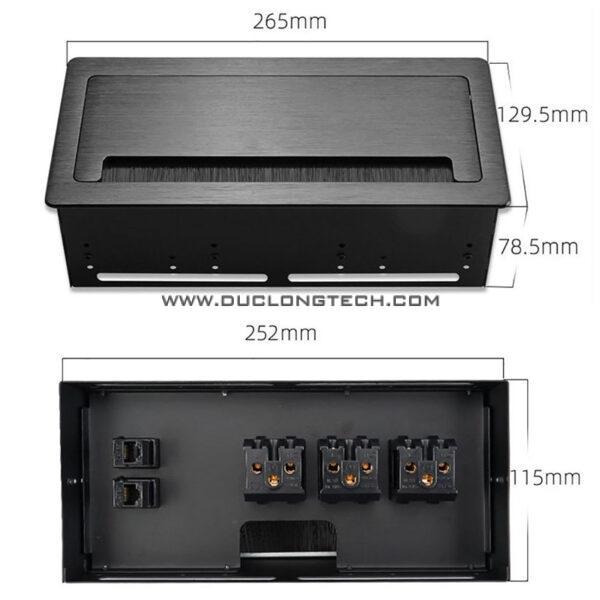 Hộp điện âm bàn 3 Power, 2 Lan hợp kim cao cấp DL L0216 4 duc long tech