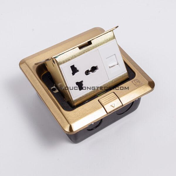 Hộp điện âm sàn mặt vuông màu vàng đồng DLtech DL-J28T-2 1 LG J28T 2.2