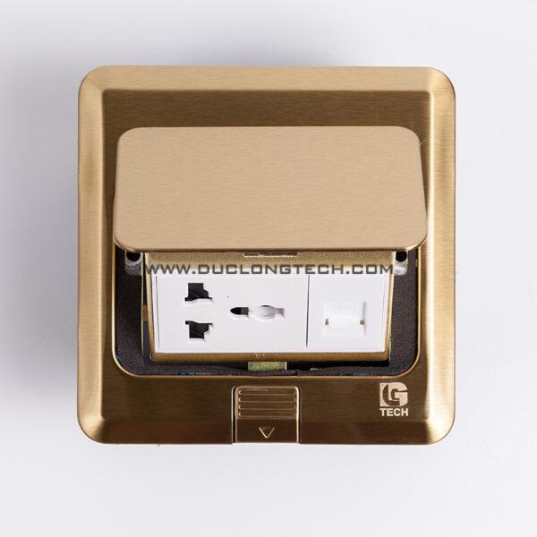 Hộp điện âm sàn mặt vuông màu vàng đồng DLtech DL-J28T-2 3 Hộp điện âm sàn