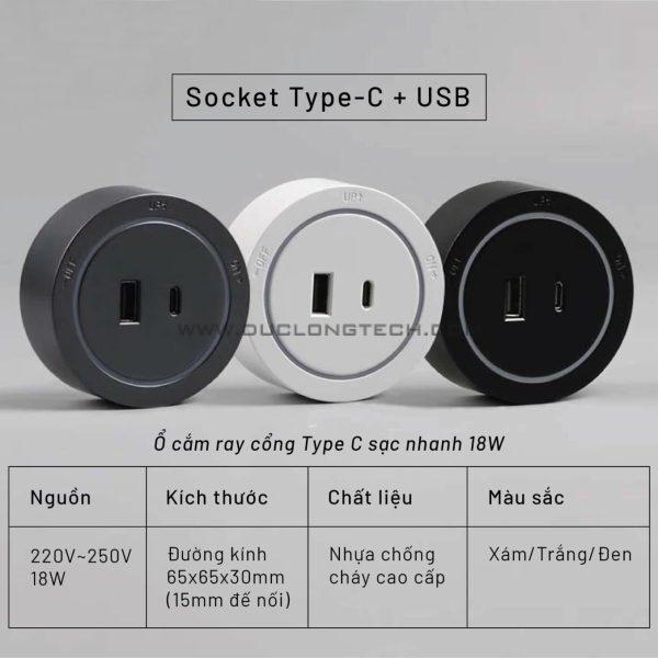 Combo ổ cắm thanh ray DL: ray lắp nổi/chìm dài 40cm + 2 ổ cắm điện đa năng 8 R04